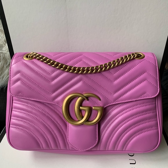 Gucci Handbags - Gucci marmont bag pink metalasse medium bag